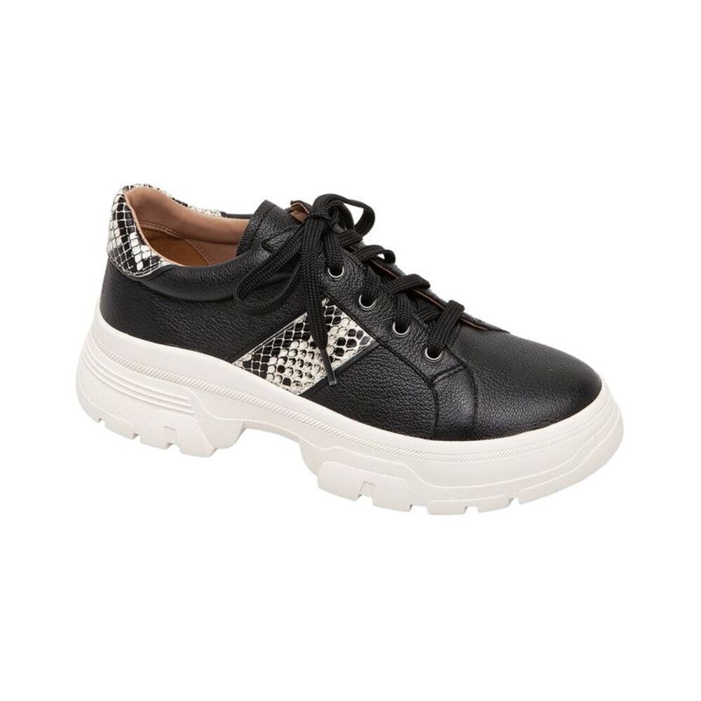 Linea Paolo Roffe Leather Sneaker, Black